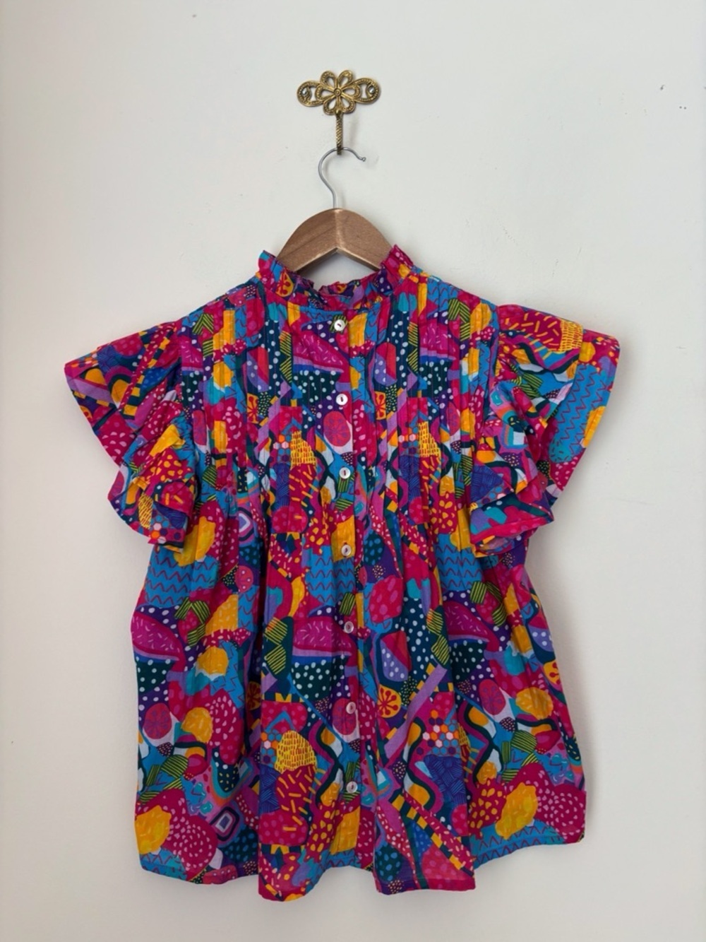 Sohana Vibrant Flutter Pintuck Top XS Bohemian Resortwear - Picture 5 of 9